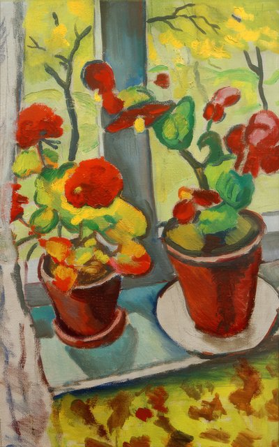 Flowers at the Window (Begonias in Pots I) by August Macke